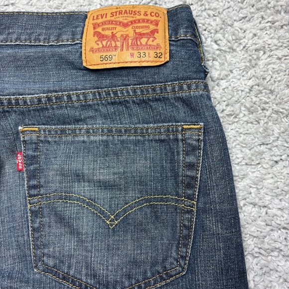Levi's Jeans Mens 33 x 32 569 Loose Baggy Relaxed Fit Grunge Everyday Dark Wash - Picture 3 of 6